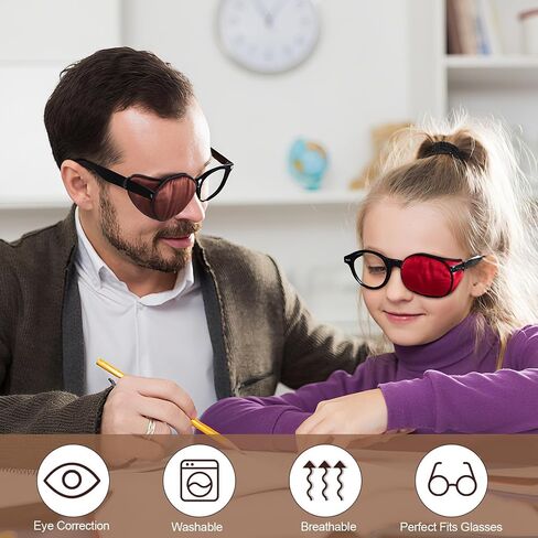 6 قطع من رقع العين الحريرية لنظارات البالغين والاطفال لتغطية اي من العينين، رقع زجاجية ناعمة للعين الواحدة (نمط كلاسيكي) in Kuwait