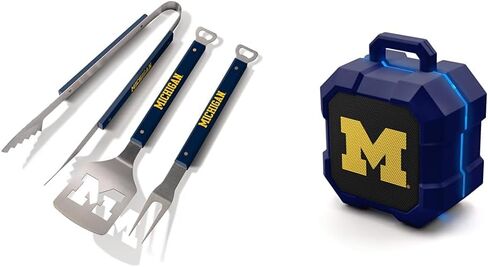Youthefan NCAA Michigan Wolverines Spirit Series 3 قطع مجموعة BBQ ، الفولاذ المقاوم للصدأ ، 22 "× 9" و SOAR NCAA Shockbox مكبر صوت لاسلكي بلوتوث ، ميشيغان ولفيرين in Saudi Arabia
