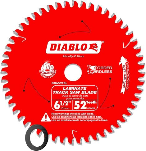 Diablo Track Saw Blade for JamesHardie and Fiber Cement - Ideal for Carpenters, Installers and Remodelers - 6-1/2" Diameter, 4 TCG (PCD) Teeth, 8,800 Max RPM - D0604TSH in Saudi Arabia