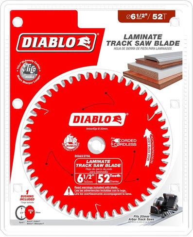 Diablo Track Saw Blade for JamesHardie and Fiber Cement - Ideal for Carpenters, Installers and Remodelers - 6-1/2" Diameter, 4 TCG (PCD) Teeth, 8,800 Max RPM - D0604TSH in Saudi Arabia