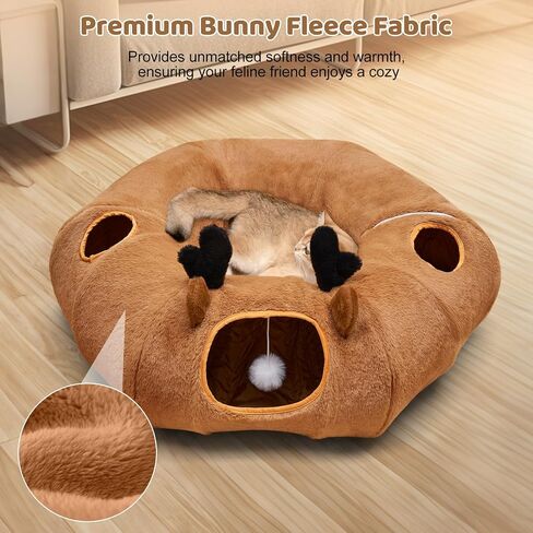 Odoland Summer Linen Cat Tunnels للقطط الداخلية مع سرير CART CAT CAT CATCED ، ألعاب CAT التفاعلية قابلة للفصل in Kuwait
