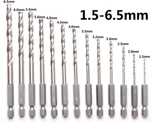 1.5-6.5mm M35 Cobalt Drill Bit Twist Drill Bit Set 1/4 Inch Hex Shank(1.5/2/2.5/3/3.2/3.5/4/4.5/4.8/5/5.5/6/6.5mm) 13Pcs in Saudi Arabia
