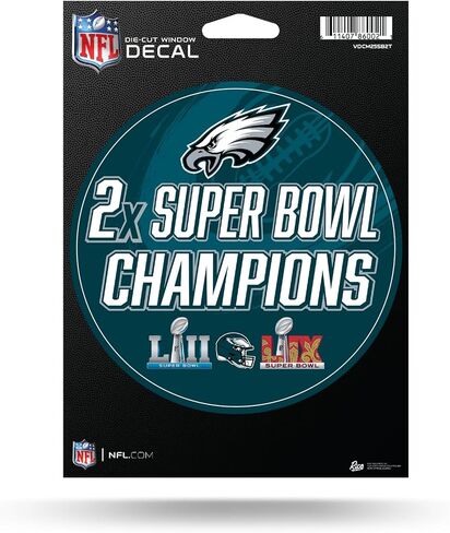 Rico Industries NFL Football Philadelphia Eagles 2 Time Champs 5" x 7" Vinyl Die-Cut Decal - Car/Truck/Home Accessory in Saudi Arabia