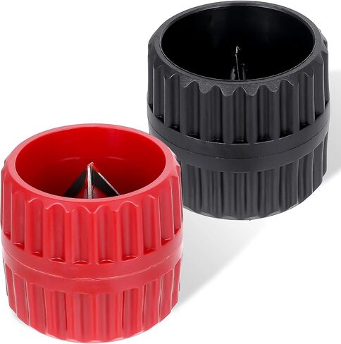 2 Pack Copper Deburring Tool, Inner-Outer Reamer Tube Cutter Chamfer Plumbing Tool Kit for PVC, PPR, Brass, Aluminum, CPVC Tubes (1.57 in/40 mm to 1.9 in/48 mm, Red and Black) in Saudi Arabia
