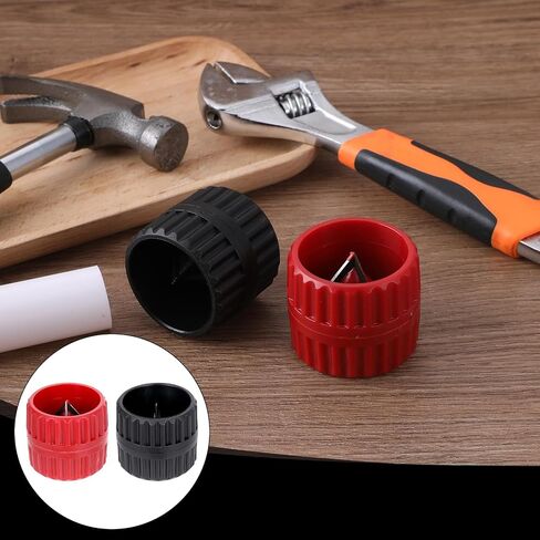 2 Pack Copper Deburring Tool, Inner-Outer Reamer Tube Cutter Chamfer Plumbing Tool Kit for PVC, PPR, Brass, Aluminum, CPVC Tubes (1.57 in/40 mm to 1.9 in/48 mm, Red and Black) in Saudi Arabia