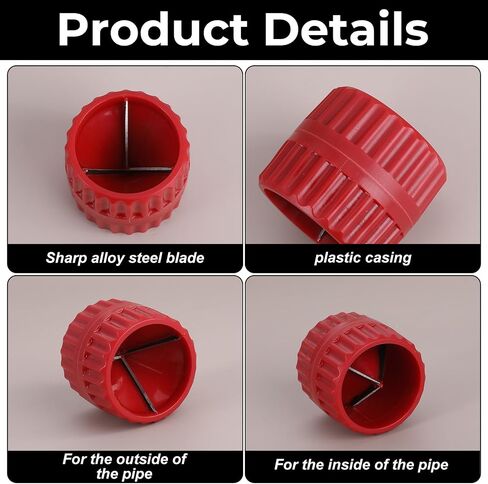 2 Pack Copper Deburring Tool, Inner-Outer Reamer Tube Cutter Chamfer Plumbing Tool Kit for PVC, PPR, Brass, Aluminum, CPVC Tubes (1.57 in/40 mm to 1.9 in/48 mm, Red and Black) in Saudi Arabia