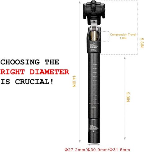 Zoom SP442 SEATPOST SETPOST للدراجة ، 27.2 مم/30.9 مم/31.6 مم ، امتصاص الصدمات القابل للتعديل للطرق ، الحصى ، الدراجات الإلكترونية ، يدعم ما يصل إلى 242 رطل راكبون ثقيل in Kuwait
