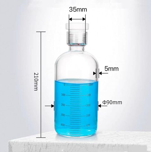 500mL Thick-Walled Pressure Bottle with PTFE Thread Plug - 90mm Diameter, 23/35mm Female Thread, Flat Bottom for Laboratory Use(Female Thread 35mm) in Kuwait