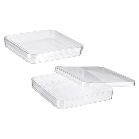 PATIKIL 10cm/3.9 Inch Plastic Petri Dishes with Lids, 2 Pack Square Culture Dish Tissue Culture Plate for Lab Science Experiments, Clear in Saudi Arabia