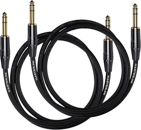 MASTERLINK 1/4 Inch TRS Instrument Cable 20 FT | Gold Connectors, Balanced 6.35mm Male to Male Jack Stereo Audio Balanced Line for Synths, Keyboard, Mixer, Amplifier, Speakers, Electric Bass Guitars in Saudi Arabia