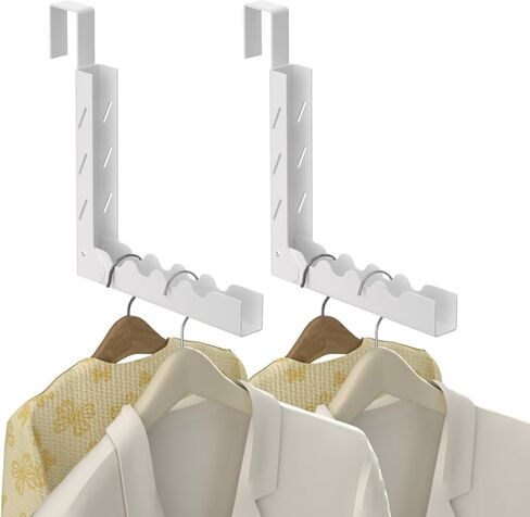 Over The Door Hooks Hanger Fit Up to 1 3/4 Inch Optimal, Foldable Over The Door Clothes Drying Rack for Laundry Bathroom Bedroom (White 2 Pack) in Saudi Arabia