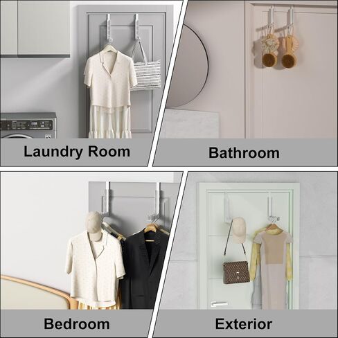 Over The Door Hooks Hanger Fit Up to 1 3/4 Inch Optimal, Foldable Over The Door Clothes Drying Rack for Laundry Bathroom Bedroom (White 2 Pack) in Saudi Arabia