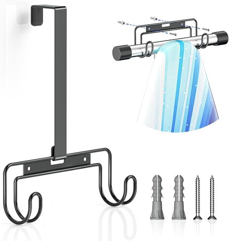Over The Door & Wall Mount Ironing Board Hanger with Removable Hook, Metal Ironing Board Holder Organizer Wall Rack for Y & T Shaped (Black) in Kuwait