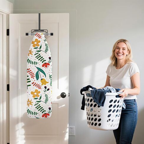 Over The Door & Wall Mount Ironing Board Hanger with Removable Hook, Metal Ironing Board Holder Organizer Wall Rack for Y & T Shaped (Black) in Kuwait