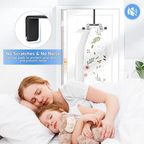 Over The Door & Wall Mount Ironing Board Hanger with Removable Hook, Metal Ironing Board Holder Organizer Wall Rack for Y & T Shaped (Black) in Kuwait