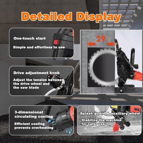 Electric Concrete Ring Saw, Wall Slotting Cutting Machine, Wet Water Supply Concrete Wall Slotting Saw, Dust-free Cutting, Suitable for Reinforced Concrete, Stone, Granite in Saudi Arabia