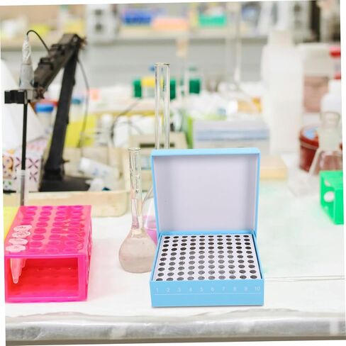 Pretyzoom 100 Hololes Microcentrifuge Tube Box for Freezer Storage Tube Tube Tube Storage Bin Lid PRP Caps Caps Caps Fryzer in Kuwait
