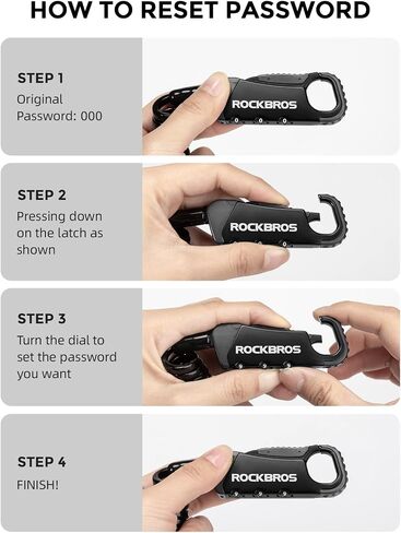 ROCKBROS Motorcycle Helmet Lock, Lightweight Bike Helmet Lock, Resettable Motorcycle Locks Anti Theft, 47.2 inch/121 cm Universal Locks for Helmets, Bicycle, Luggage in Saudi Arabia