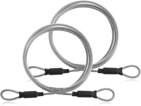 1/8"(3mm) 4ft Stainless Steel Security Cable Outdoor Travel Security Wire Rope Luggage Lock Safety Cable Flexible Bicycle Lock Braided Rope with Double Loop for DJ Stage Light Bike Outside 2 Pack in Saudi Arabia