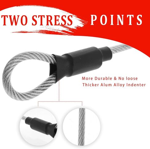 1/8"(3mm) 4ft Stainless Steel Security Cable Outdoor Travel Security Wire Rope Luggage Lock Safety Cable Flexible Bicycle Lock Braided Rope with Double Loop for DJ Stage Light Bike Outside 2 Pack in Saudi Arabia