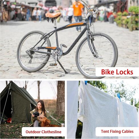 1/8"(3mm) 4ft Stainless Steel Security Cable Outdoor Travel Security Wire Rope Luggage Lock Safety Cable Flexible Bicycle Lock Braided Rope with Double Loop for DJ Stage Light Bike Outside 2 Pack in Saudi Arabia
