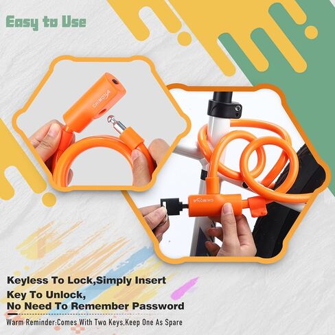 قفل الدراجة ، قفل كابل الدراجة مع طلاء PVC مضاد للخلع ، قفل كابل الدراجات مع قوس التثبيت ، كابل قفل الدراجة المحمولة وضغوط للدراجات ، الدراجات البخارية 4 أقدام in Kuwait