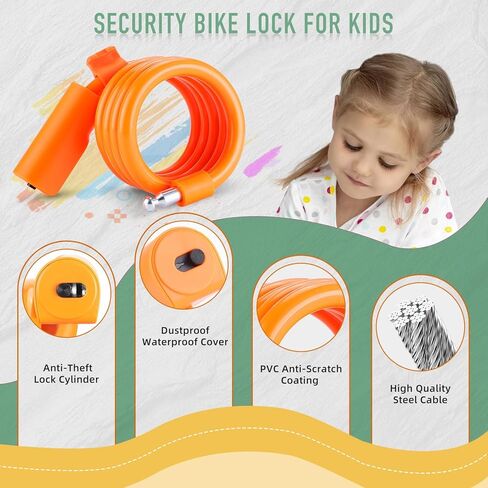 قفل الدراجة ، قفل كابل الدراجة مع طلاء PVC مضاد للخلع ، قفل كابل الدراجات مع قوس التثبيت ، كابل قفل الدراجة المحمولة وضغوط للدراجات ، الدراجات البخارية 4 أقدام in Kuwait