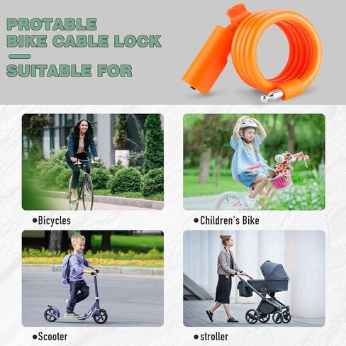 قفل الدراجة ، قفل كابل الدراجة مع طلاء PVC مضاد للخلع ، قفل كابل الدراجات مع قوس التثبيت ، كابل قفل الدراجة المحمولة وضغوط للدراجات ، الدراجات البخارية 4 أقدام in Kuwait