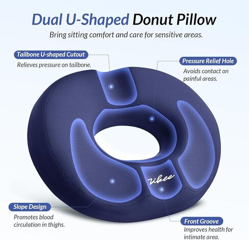 وسادة دونات على شكل حرف U مزدوج على شكل حرف U لآلام عظام الذنب ، وسادة البواسير للجلوس مع ثقب الضغط على ثقب وتصميم منحدر ، وسادة مقعد دونات لوجيزي ، ما بعد الولادة وما بعد الجراحة. in Kuwait