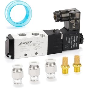 4V210-08 Pneumatic Solenoid Valve DC24V, 2 Position 5 Way, 1/4" NPT, Pilot-Operated Single Coil, Fast Response Electric Air Valve with Junction Box & Quick Connect Fittings in Kuwait