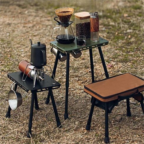 2 in 1 Camping Aluminum Alloys Folding Small Chair Folding Table Stool Outdoor Practical Small Table for Camping Picnics(Green) in Saudi Arabia