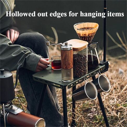 2 in 1 Camping Aluminum Alloys Folding Small Chair Folding Table Stool Outdoor Practical Small Table for Camping Picnics(Green) in Saudi Arabia