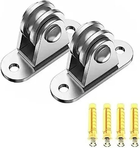 2/4PCS Stainless Steel Pulley Block Kit Silent Pulley Heavy Duty Fixed Pulley Detachable Loading 176Lb Lifting Wheel Moving Tool(2pcs) in Saudi Arabia