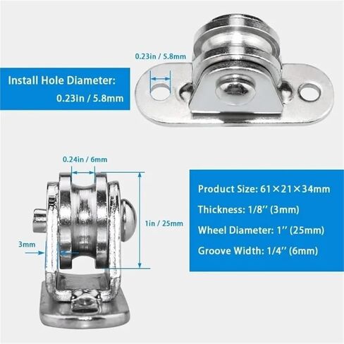 2/4PCS Stainless Steel Pulley Block Kit Silent Pulley Heavy Duty Fixed Pulley Detachable Loading 176Lb Lifting Wheel Moving Tool(2pcs) in Saudi Arabia