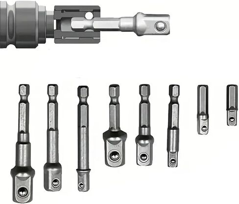 8PCS Set of Electric Screw Wind Batch Conversion Joint Transfer Rod 1/2 Screwdriver Square Head 3/8 1/4 Hexagonal Rod in Saudi Arabia