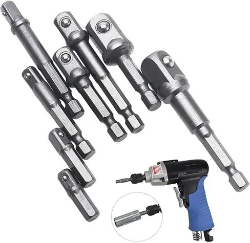 8PCS Set of Electric Screw Wind Batch Conversion Joint Transfer Rod 1/2 Screwdriver Square Head 3/8 1/4 Hexagonal Rod in Saudi Arabia