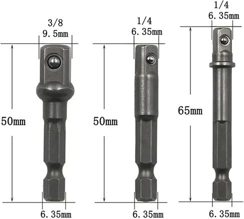 8PCS Set of Electric Screw Wind Batch Conversion Joint Transfer Rod 1/2 Screwdriver Square Head 3/8 1/4 Hexagonal Rod in Saudi Arabia