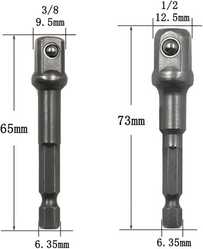 8PCS Set of Electric Screw Wind Batch Conversion Joint Transfer Rod 1/2 Screwdriver Square Head 3/8 1/4 Hexagonal Rod in Saudi Arabia