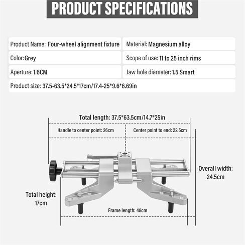 أداة محاذاة عجلة السيارة ، محول مشبك العجلات لمقاييس CAMBER و CASTER دقيقة ، يناسب 11-25 بوصة لحافات المركبات in Saudi Arabia