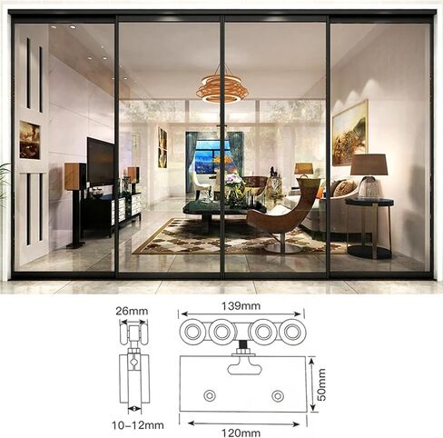 KAK Stainless Steel Glass Hanging Wheels 100KG Glass Sliding Door Rollers Bedroom Meeting Room Wardrobe Door Roller Wheels in Saudi Arabia