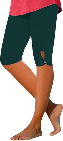 Capri Leggings for Women Knee Length Comfy Lightweight Summer Soft Cut Out Lounge High Waisted Beach Capri Yoga Pants in Kuwait