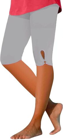 Capri Leggings for Women Knee Length Comfy Lightweight Summer Soft Cut Out Lounge High Waisted Beach Capri Yoga Pants in Kuwait