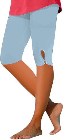 Capri Leggings for Women Knee Length Comfy Lightweight Summer Soft Cut Out Lounge High Waisted Beach Capri Yoga Pants in Saudi Arabia