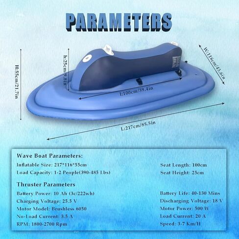 Electric Jet Boat with Dual Safety Fins & Optional Scooter - 3-7Km/h Speed, 130Min Runtime, 3.5H Quick Charge, 40M Depth Rating for Snorkeling (Onlyboat) in Saudi Arabia