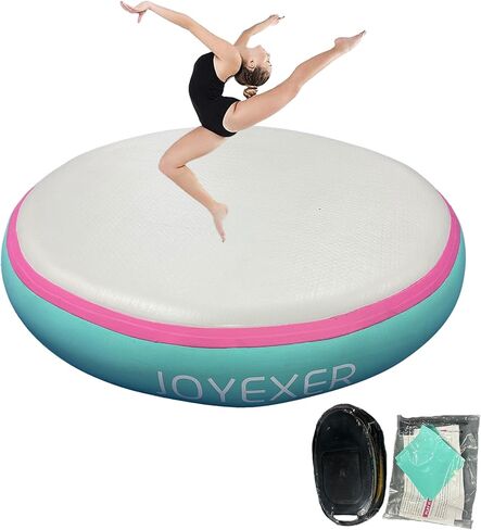 Inflatable Air Spot Mat 3.3FT Gymnastics Tumbling Mat 8Inch Thick Tumble Track Round Springboard Waterproof with Air Pump for Home Use/Yoga/Gym/Training/Cheerleading/Water in Saudi Arabia