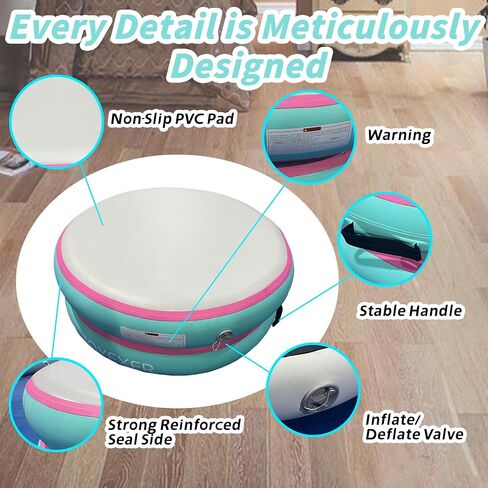 Inflatable Air Spot Mat 3.3FT Gymnastics Tumbling Mat 8Inch Thick Tumble Track Round Springboard Waterproof with Air Pump for Home Use/Yoga/Gym/Training/Cheerleading/Water in Saudi Arabia