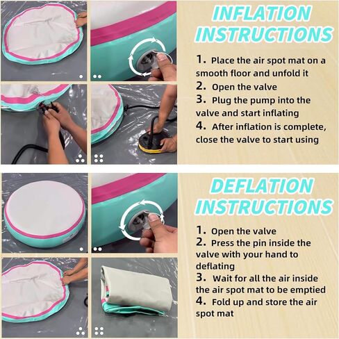 Inflatable Air Spot Mat 3.3FT Gymnastics Tumbling Mat 8Inch Thick Tumble Track Round Springboard Waterproof with Air Pump for Home Use/Yoga/Gym/Training/Cheerleading/Water in Saudi Arabia