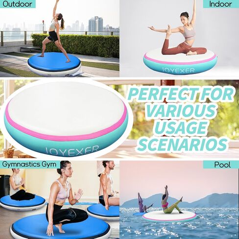 Inflatable Air Spot Mat 3.3FT Gymnastics Tumbling Mat 8Inch Thick Tumble Track Round Springboard Waterproof with Air Pump for Home Use/Yoga/Gym/Training/Cheerleading/Water in Saudi Arabia