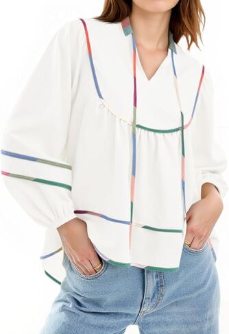 Cicy Bell Womens Long Sleeve Peplum Tops Flowy Babydoll Blouses Cute Loose Fit V Neck Shirts in Saudi Arabia
