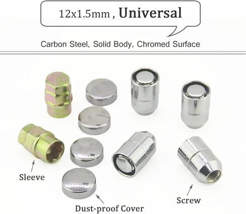 Universal M12x1.5 قفل العجلة المكسرات 4 × قفل المضاد للسرقة مع 2 مفتاحين من الصلب الكربون براغي إطارات إطار تلقائي (M12x1.5) in Saudi Arabia